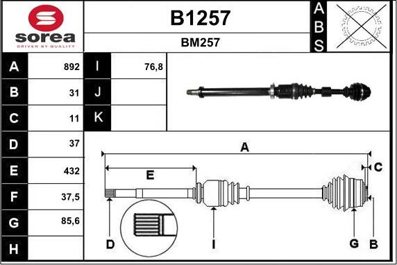 SNRA B1257 - Drive Shaft car-mod.net