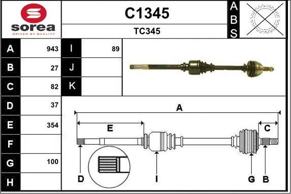 SNRA C1345 - Drive Shaft car-mod.net