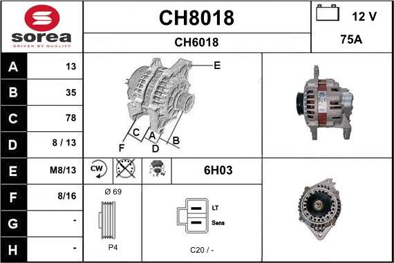 SNRA CH8018 - Alternator car-mod.net