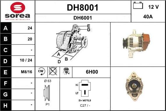 SNRA DH8001 - Alternator car-mod.net