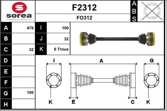 SNRA F2312 - Drive Shaft car-mod.net
