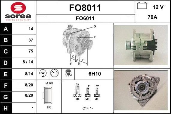 SNRA FO8011 - Alternator car-mod.net