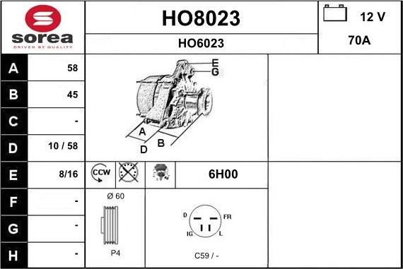 SNRA HO8023 - Alternator car-mod.net