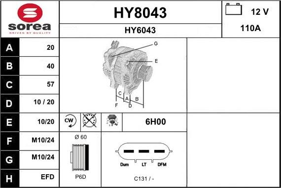 SNRA HY8043 - Alternator car-mod.net