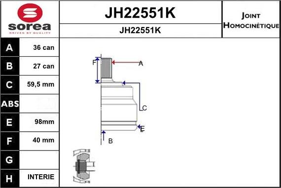 SNRA JH22551K - CV Joint Kit, drive shaft car-mod.net
