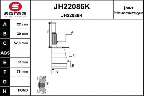 SNRA JH22086K - CV Joint Kit, drive shaft car-mod.net