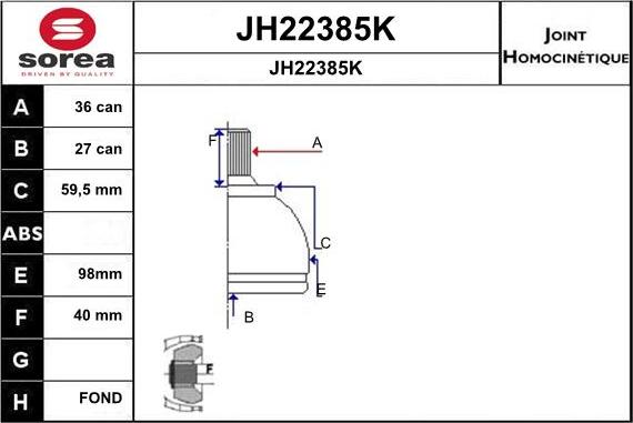 SNRA JH22385K - CV Joint Kit, drive shaft car-mod.net