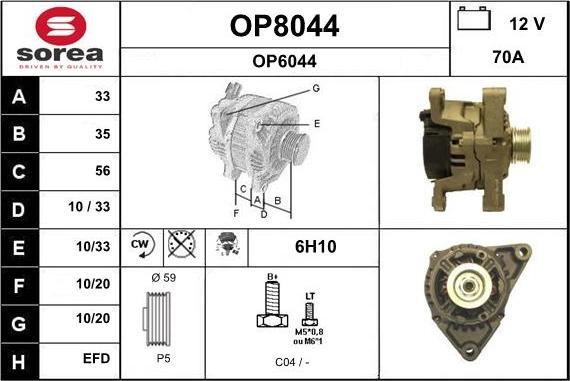 SNRA OP8044 - Alternator car-mod.net