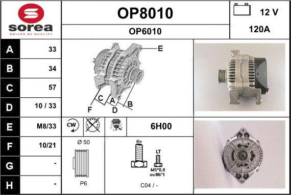 SNRA OP8010 - Alternator car-mod.net