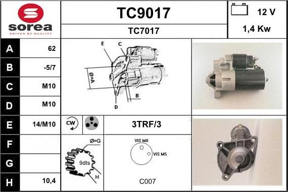 SNRA TC9017 - Starter car-mod.net