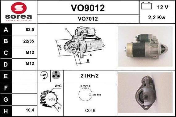 SNRA VO9012 - Starter car-mod.net