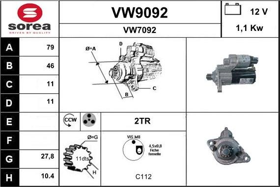 SNRA VW9092 - Starter car-mod.net