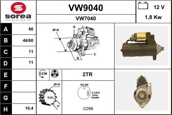 SNRA VW9040 - Starter car-mod.net
