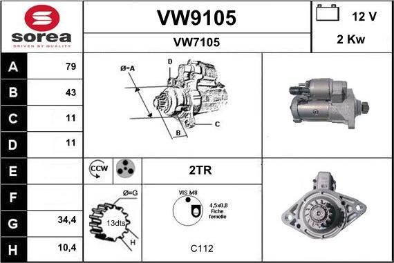 SNRA VW9105 - Starter car-mod.net