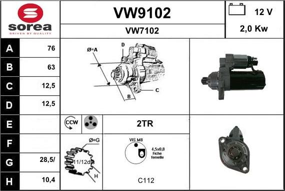 SNRA VW9102 - Starter car-mod.net