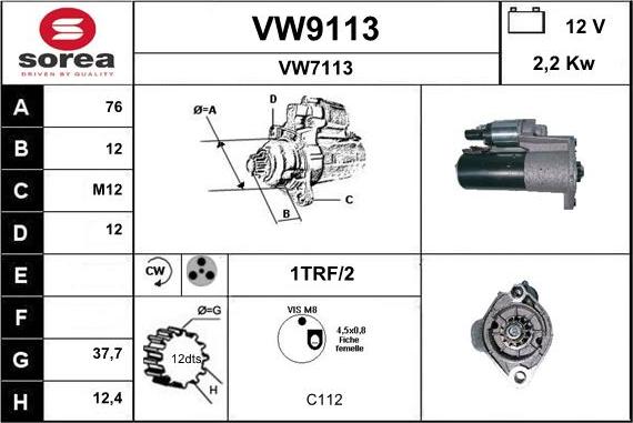 SNRA VW9113 - Starter car-mod.net