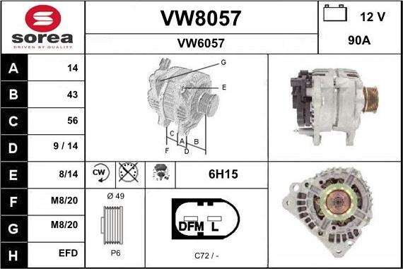 SNRA VW8057 - Alternator car-mod.net