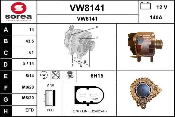 SNRA VW8141 - Alternator car-mod.net