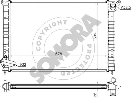 Somora 040041A - Radiator, engine cooling car-mod.net