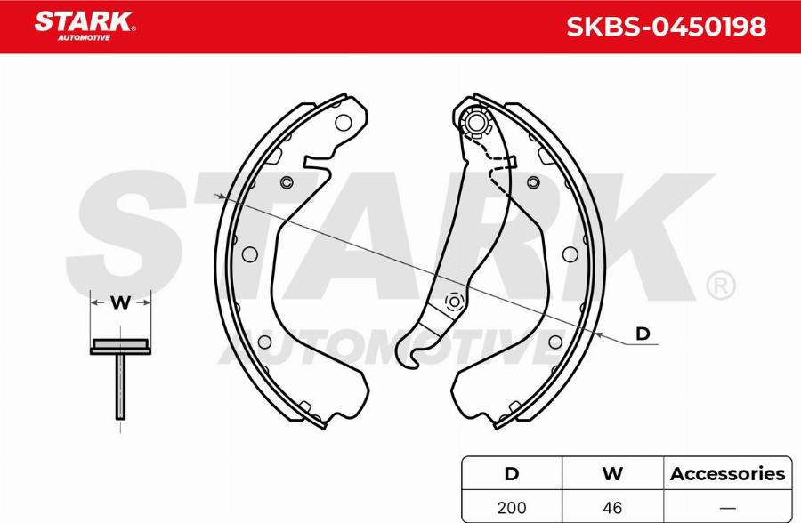 Stark SKBS-0450198 - Drum Brake Shoe Set car-mod.net