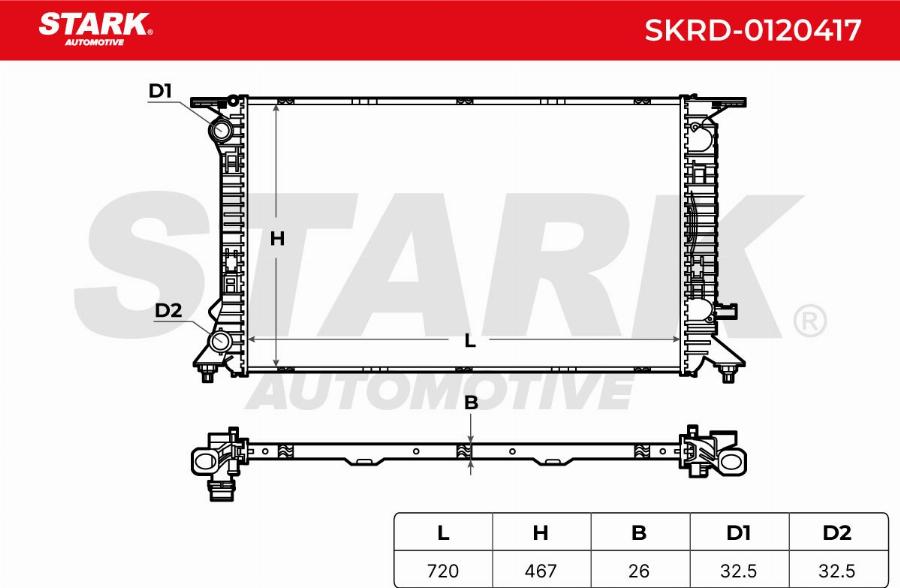 Stark SKRD-0120417 - Radiator, engine cooling car-mod.net