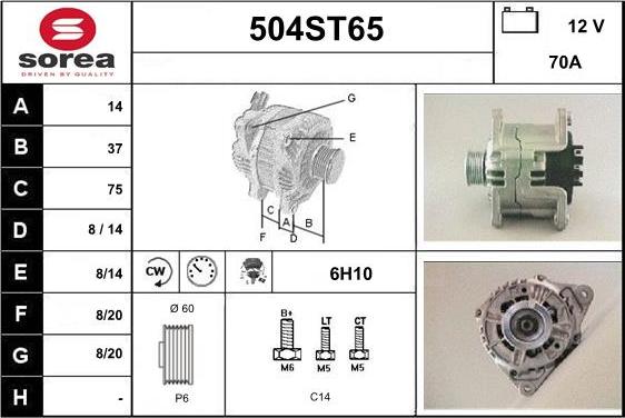 STARTCAR 504ST65 - Alternator car-mod.net