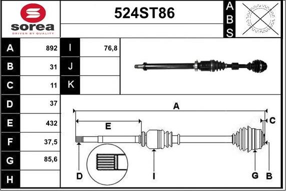 STARTCAR 524ST86 - Drive Shaft car-mod.net