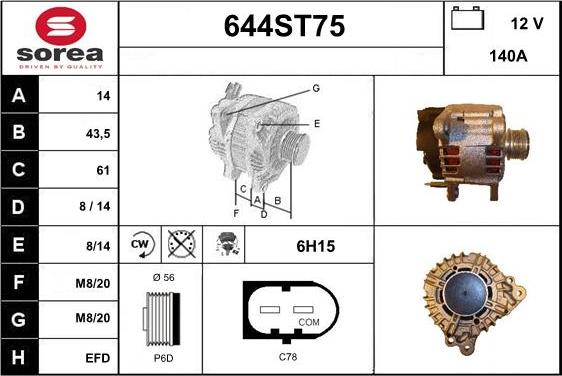 STARTCAR 644ST75 - Alternator car-mod.net