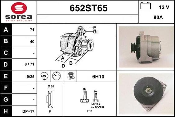 STARTCAR 652ST65 - Alternator car-mod.net
