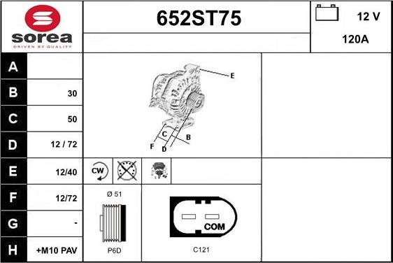 STARTCAR 652ST75 - Alternator car-mod.net
