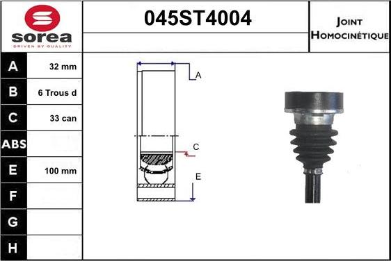 STARTCAR 045ST4004 - CV Joint Kit, drive shaft car-mod.net