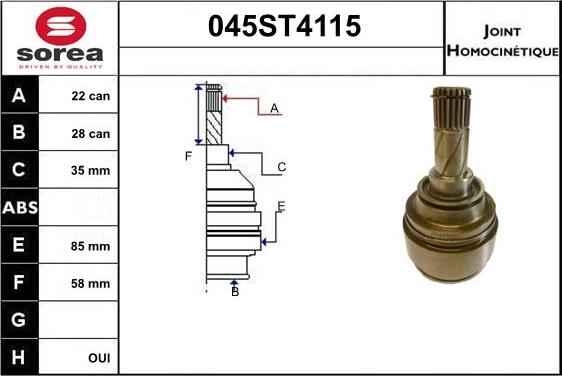 STARTCAR 045ST4115 - CV Joint Kit, drive shaft car-mod.net