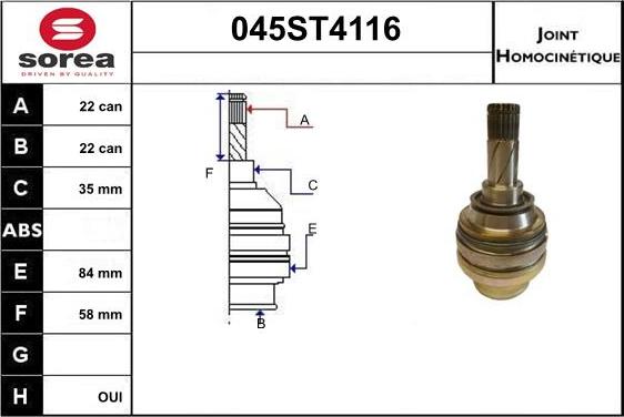 STARTCAR 045ST4116 - CV Joint Kit, drive shaft car-mod.net