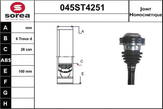 STARTCAR 045ST4251 - CV Joint Kit, drive shaft car-mod.net