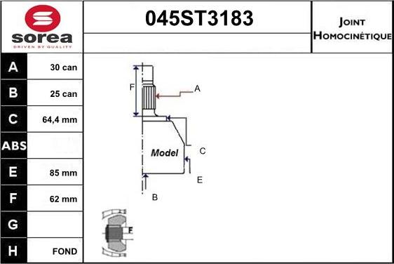 STARTCAR 045ST3183 - CV Joint Kit, drive shaft car-mod.net