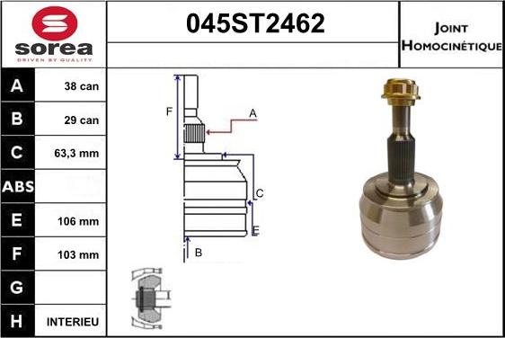 STARTCAR 045ST2462 - CV Joint Kit, drive shaft car-mod.net
