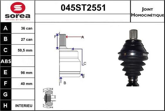STARTCAR 045ST2551 - CV Joint Kit, drive shaft car-mod.net