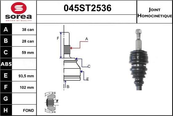 STARTCAR 045ST2536 - CV Joint Kit, drive shaft car-mod.net