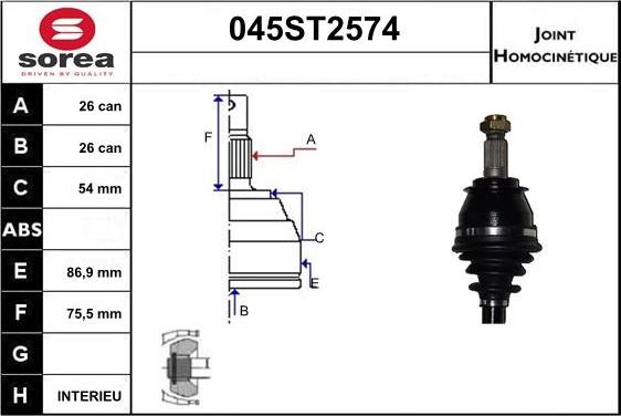 STARTCAR 045ST2574 - CV Joint Kit, drive shaft car-mod.net
