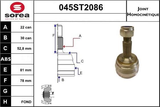 STARTCAR 045ST2086 - CV Joint Kit, drive shaft car-mod.net