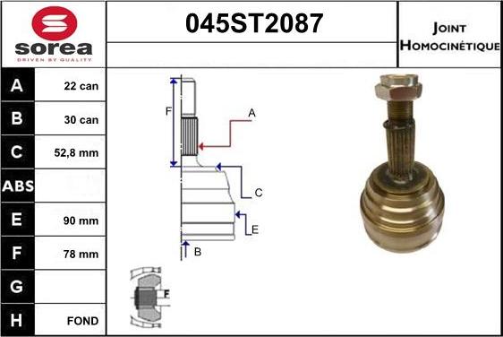 STARTCAR 045ST2087 - CV Joint Kit, drive shaft car-mod.net