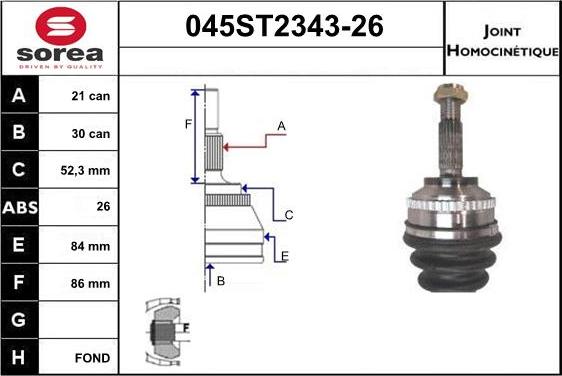 STARTCAR 045ST2343-26 - CV Joint Kit, drive shaft car-mod.net
