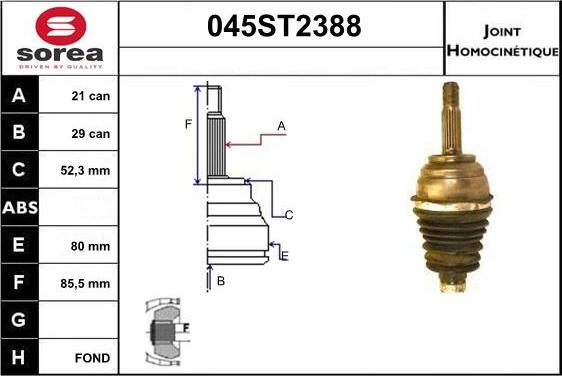 STARTCAR 045ST2388 - CV Joint Kit, drive shaft car-mod.net