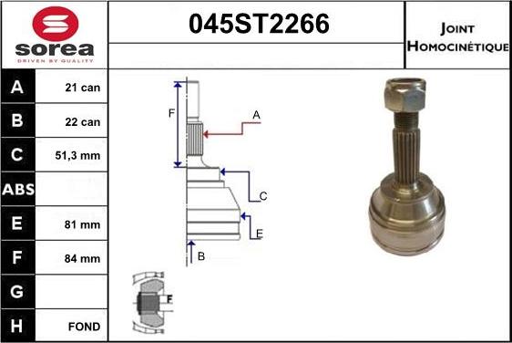 STARTCAR 045ST2266 - CV Joint Kit, drive shaft car-mod.net
