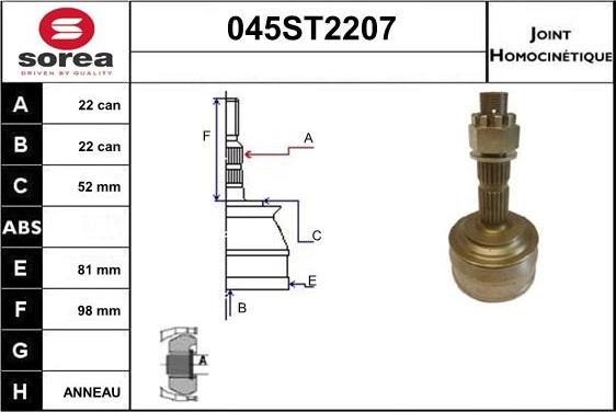 STARTCAR 045ST2207 - CV Joint Kit, drive shaft car-mod.net