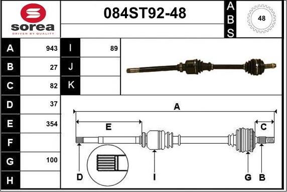 STARTCAR 084ST92-48 - Drive Shaft car-mod.net