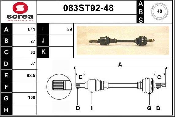 STARTCAR 083ST92-48 - Drive Shaft car-mod.net