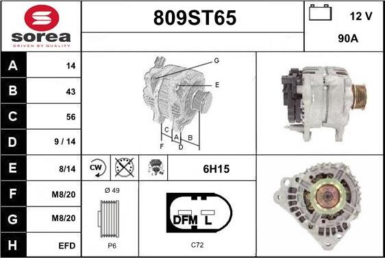 STARTCAR 809ST65 - Alternator car-mod.net