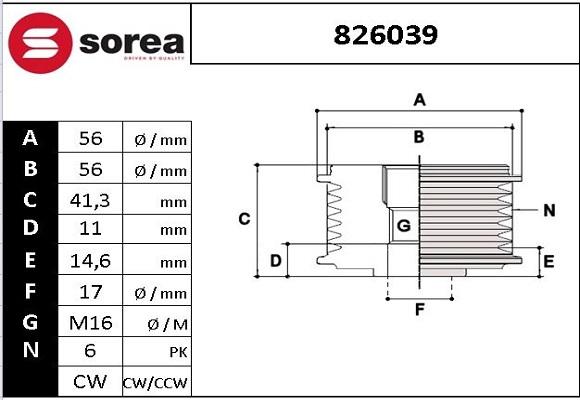 STARTCAR 826039 - Pulley, alternator, freewheel clutch car-mod.net