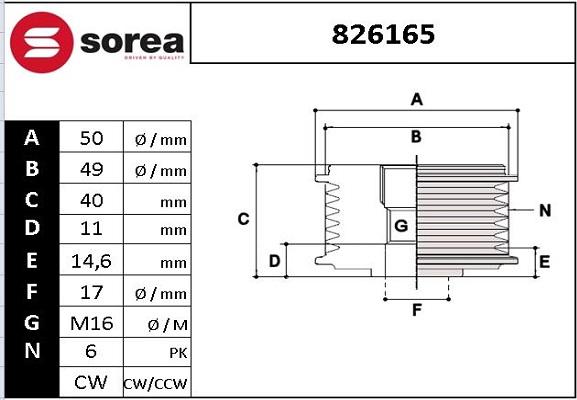 STARTCAR 826165 - Pulley, alternator, freewheel clutch car-mod.net